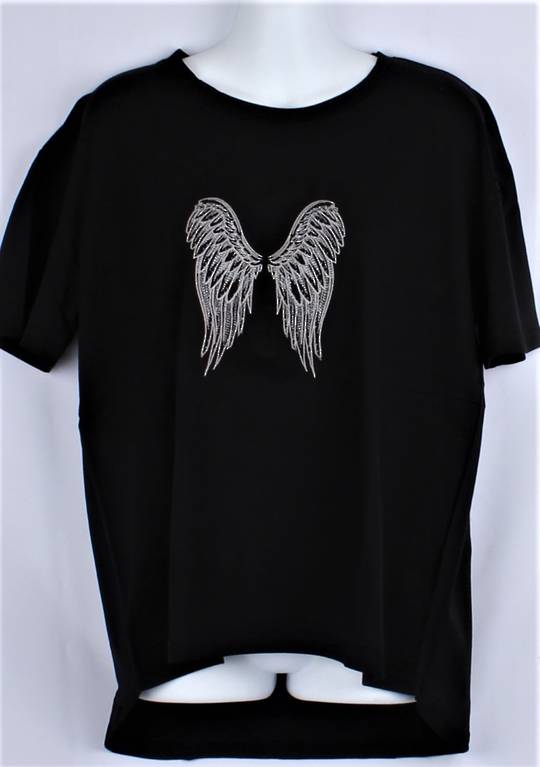 Alice & Lily embroidered T- Shirt angel black STYLE : AL/TS-ANGEL/BLK - SIZES: S/M/L